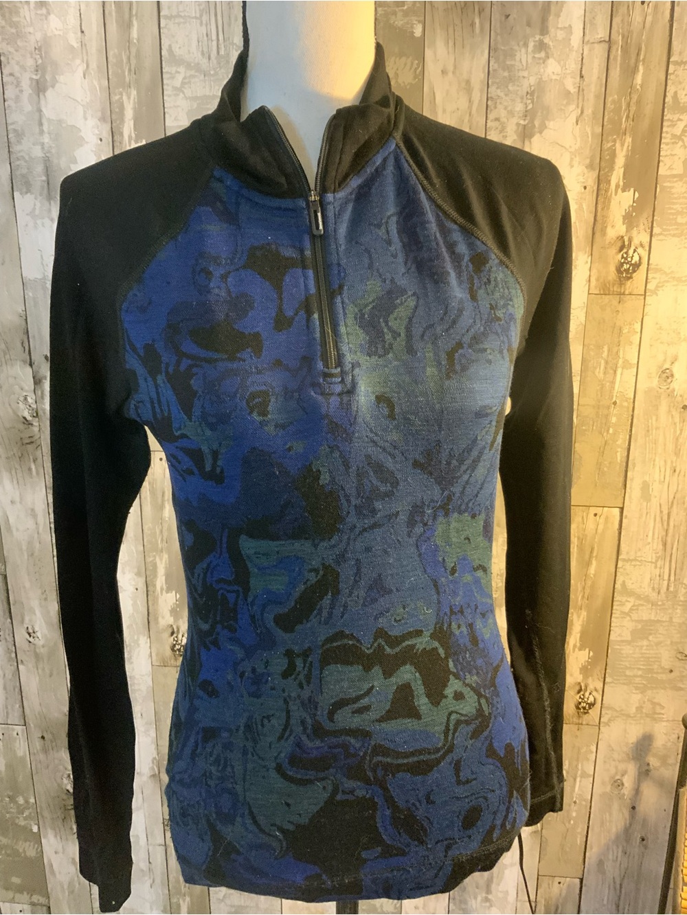 Smartwool Blue & Black Half-Zip Raglan Pullover